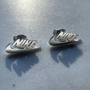 Nike Earrings - Nike + Swoosh - Silver Earrings - Silver Studs - Unisex